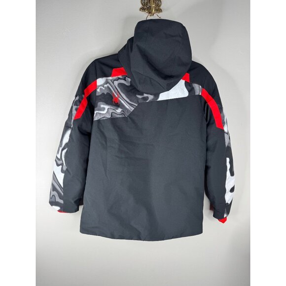 Spyder Leader Jacket Boys Youth Size 14 Ski winter Snow Black Red Hood New - Picture 4 of 6